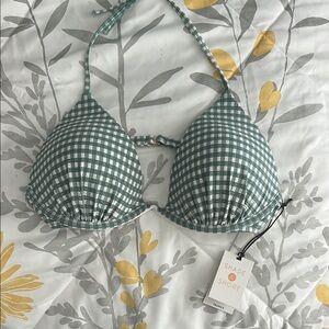 Shade & Shore Teal Gingham Bikini Top